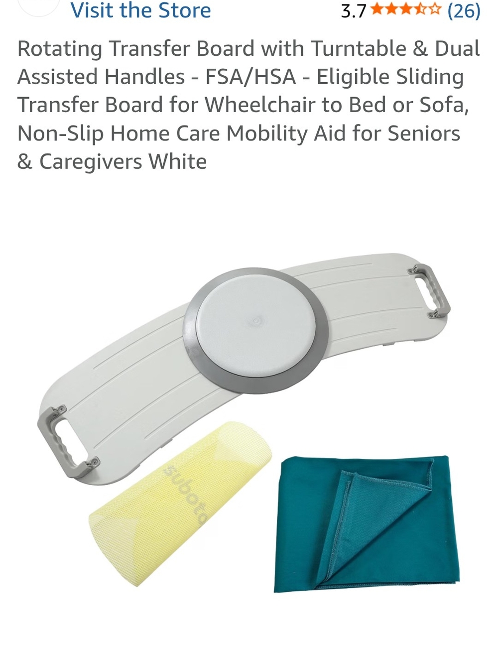 Rotating Transfer Board with Turntable and Dual Handles - White